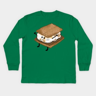 Smores Cartoon Character Kids Long Sleeve T-Shirt